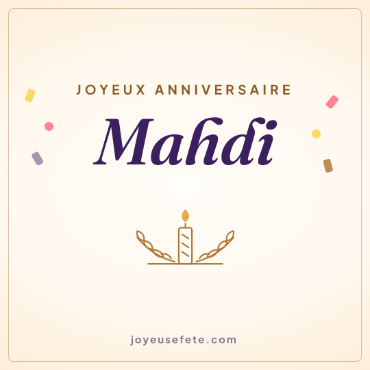 Image carrée « Joyeux anniversaire Mahdi » pour WhatsApp