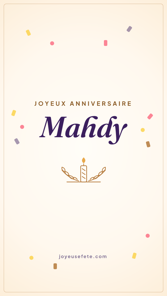 Image « Joyeux anniversaire Mahdy » au format story