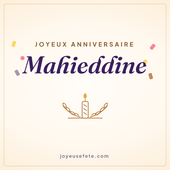 Image carrée « Joyeux anniversaire Mahieddine » pour WhatsApp