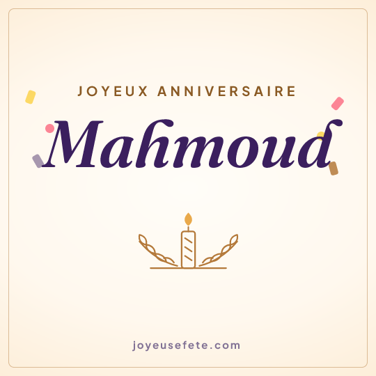 Image carrée « Joyeux anniversaire Mahmoud » pour WhatsApp