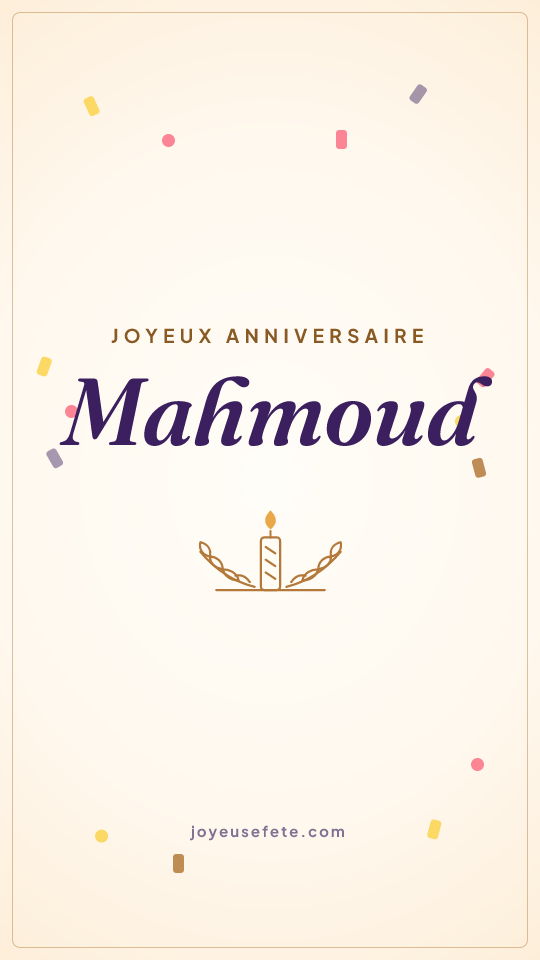 Image « Joyeux anniversaire Mahmoud » au format story