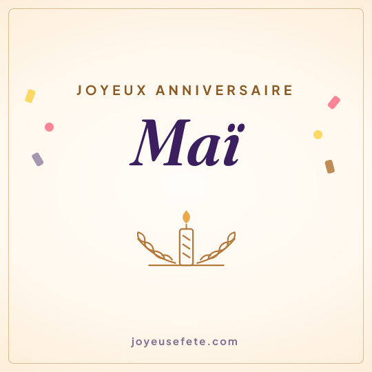 Image carrée « Joyeux anniversaire Maï » pour WhatsApp
