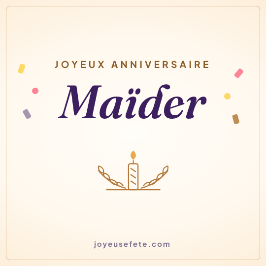 Image carrée « Joyeux anniversaire Maïder » pour WhatsApp