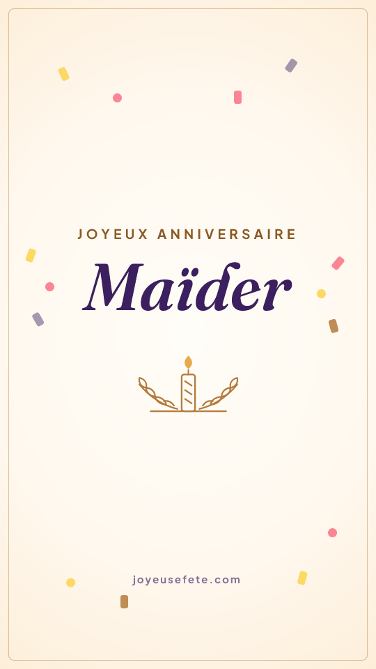 Image « Joyeux anniversaire Maïder » au format story