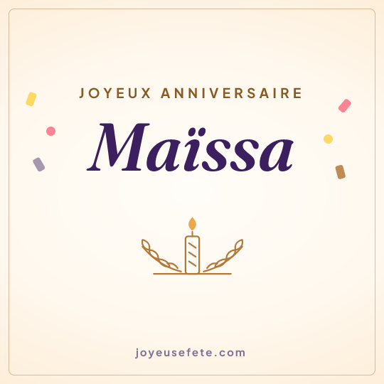 Image carrée « Joyeux anniversaire Maïssa » pour WhatsApp
