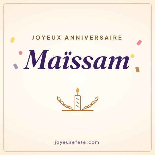 Image carrée « Joyeux anniversaire Maïssam » pour WhatsApp