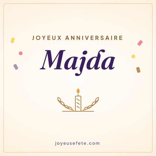 Image carrée « Joyeux anniversaire Majda » pour WhatsApp