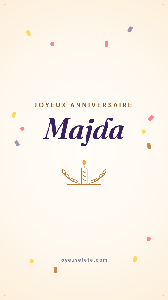 Image « Joyeux anniversaire Majda » au format story