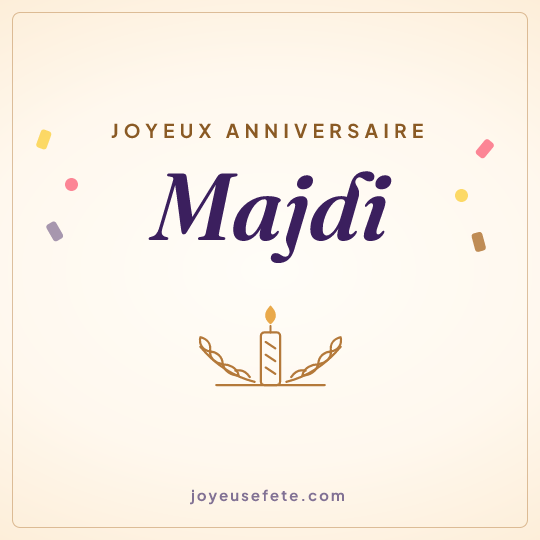 Image carrée « Joyeux anniversaire Majdi » pour WhatsApp