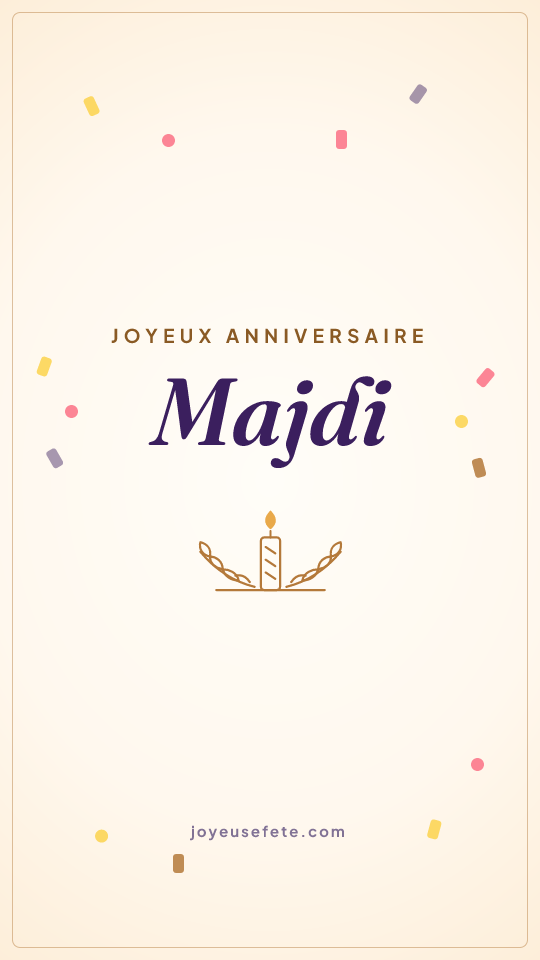 Image « Joyeux anniversaire Majdi » au format story