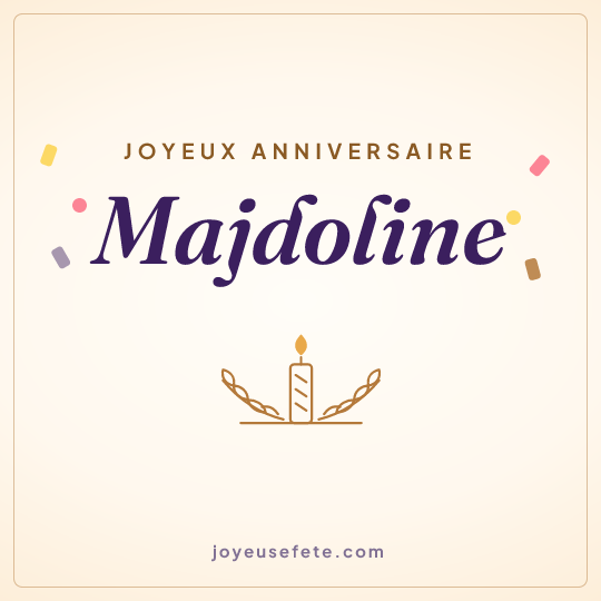 Image carrée « Joyeux anniversaire Majdoline » pour WhatsApp