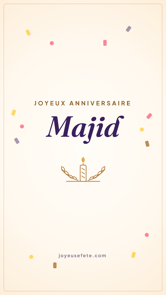 Image « Joyeux anniversaire Majid » au format story