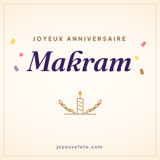 Image carrée « Joyeux anniversaire Makram » pour WhatsApp