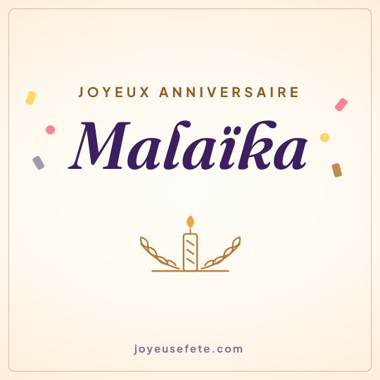 Image carrée « Joyeux anniversaire Malaïka » pour WhatsApp
