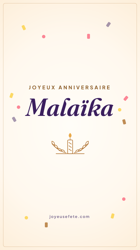 Image « Joyeux anniversaire Malaïka » au format story