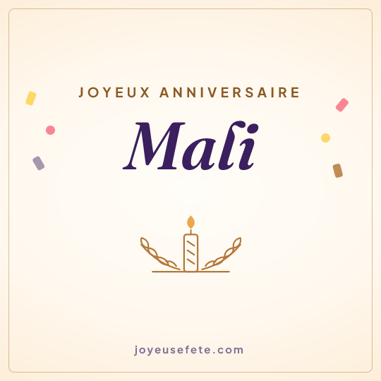 Image carrée « Joyeux anniversaire Mali » pour WhatsApp