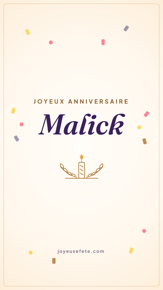 Image « Joyeux anniversaire Malick » au format story