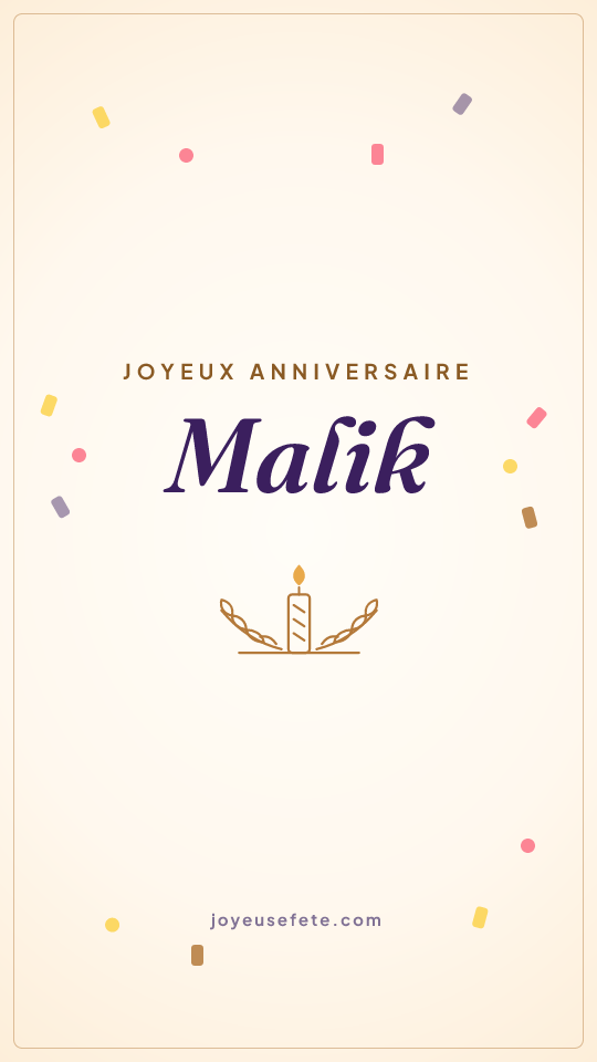 Image « Joyeux anniversaire Malik » au format story