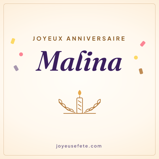 Image carrée « Joyeux anniversaire Malina » pour WhatsApp