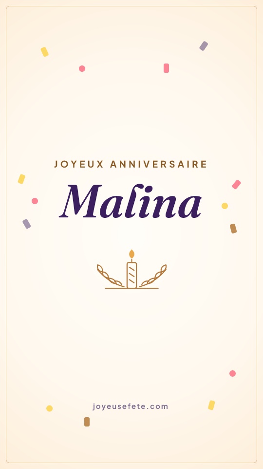 Image « Joyeux anniversaire Malina » au format story