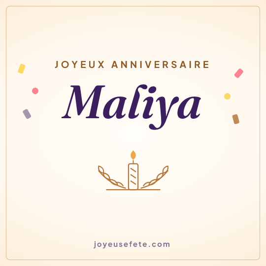 Image carrée « Joyeux anniversaire Maliya » pour WhatsApp