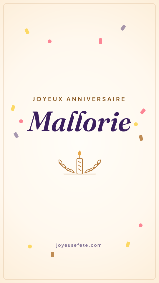 Image « Joyeux anniversaire Mallorie » au format story