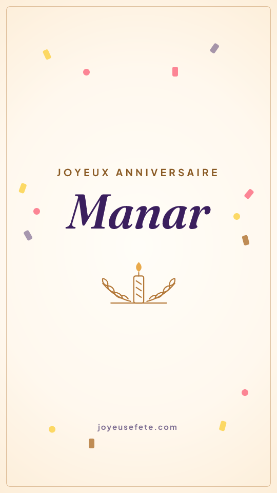Image « Joyeux anniversaire Manar » au format story