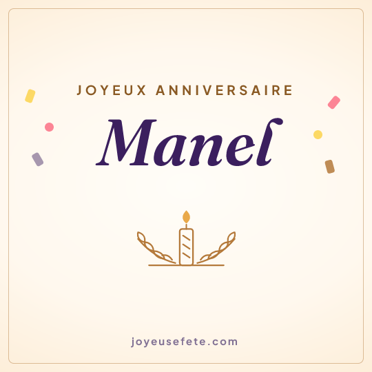 Image carrée « Joyeux anniversaire Manel » pour WhatsApp