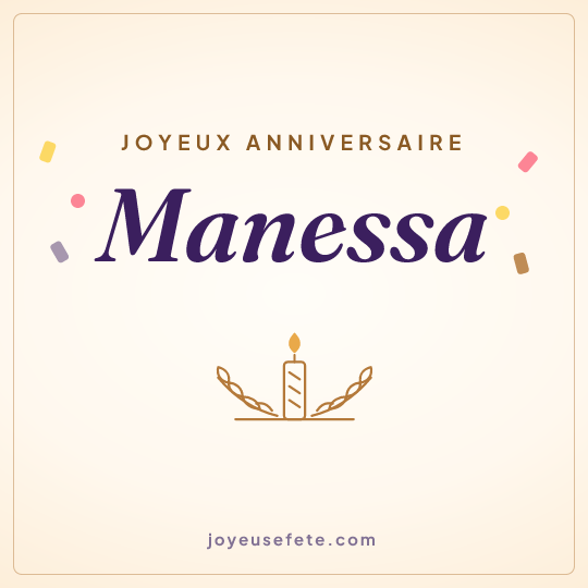 Image carrée « Joyeux anniversaire Manessa » pour WhatsApp