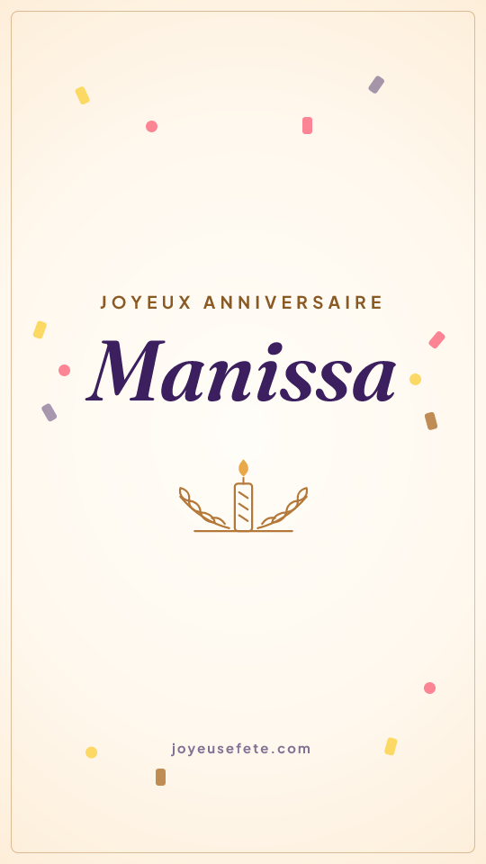 Image « Joyeux anniversaire Manissa » au format story