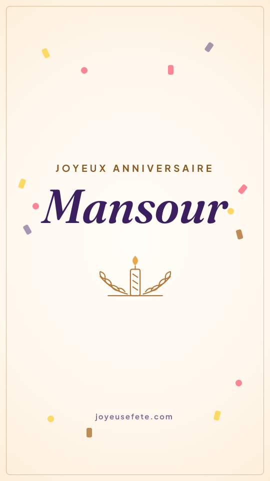 Image « Joyeux anniversaire Mansour » au format story