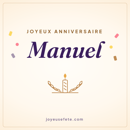 Image carrée « Joyeux anniversaire Manuel » pour WhatsApp