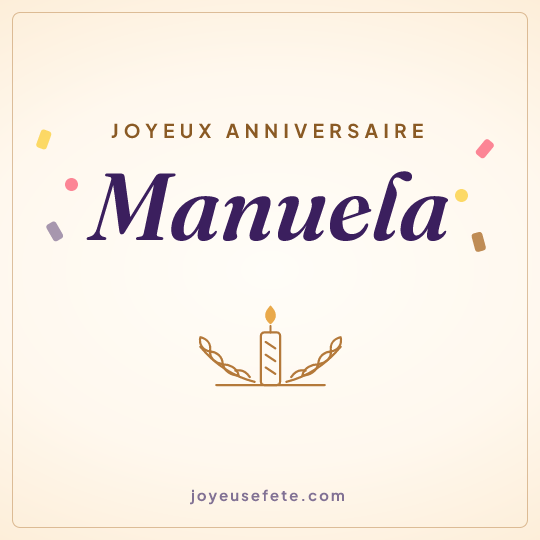 Image carrée « Joyeux anniversaire Manuela » pour WhatsApp