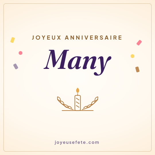 Image carrée « Joyeux anniversaire Many » pour WhatsApp