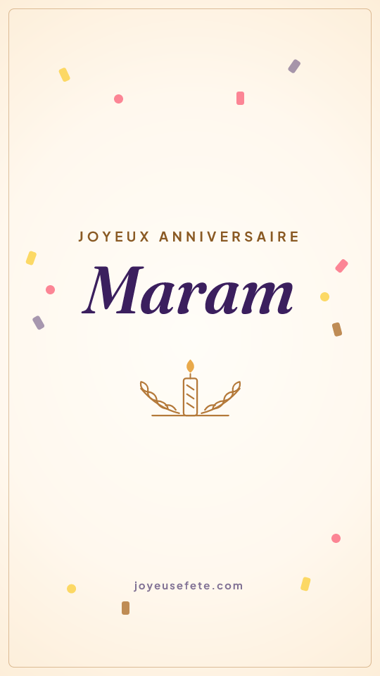 Image « Joyeux anniversaire Maram » au format story