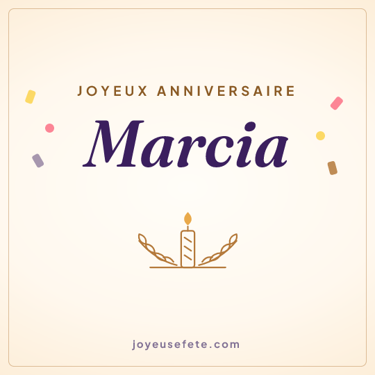 Image carrée « Joyeux anniversaire Marcia » pour WhatsApp