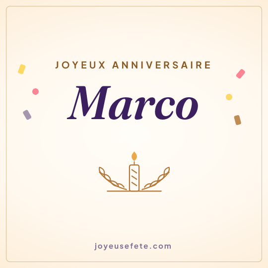 Image carrée « Joyeux anniversaire Marco » pour WhatsApp