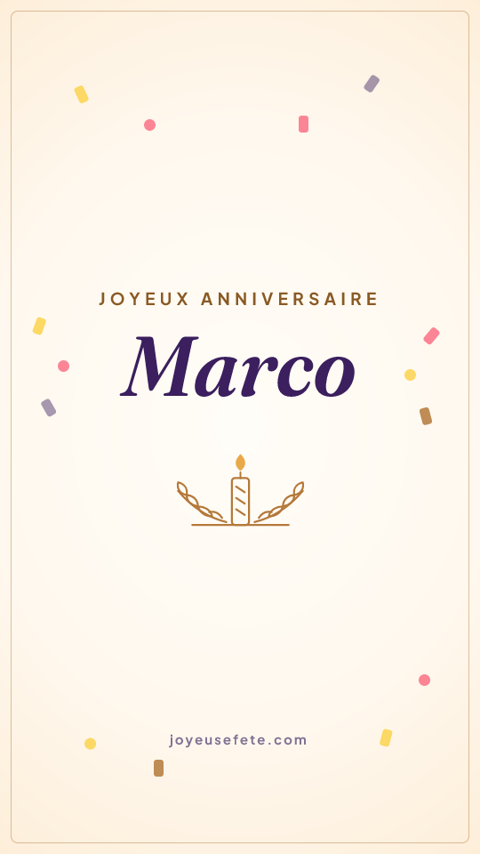 Image « Joyeux anniversaire Marco » au format story