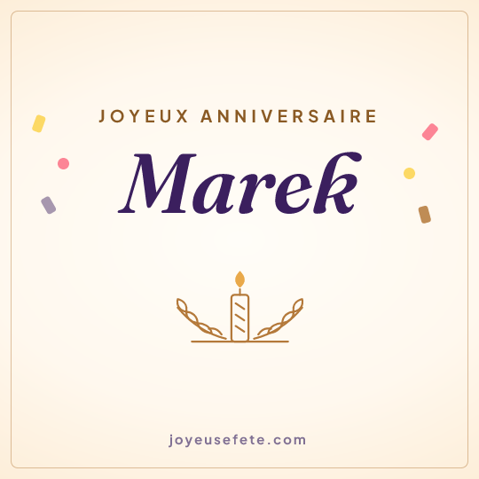 Image carrée « Joyeux anniversaire Marek » pour WhatsApp