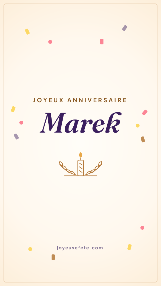 Image « Joyeux anniversaire Marek » au format story