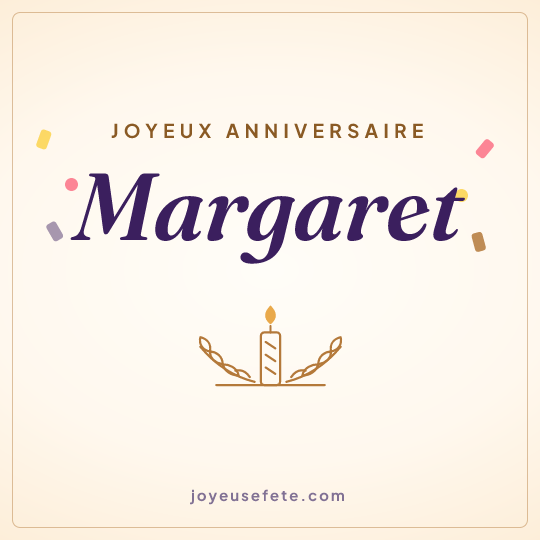 Image carrée « Joyeux anniversaire Margaret » pour WhatsApp