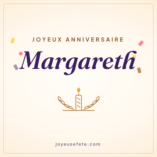 Image carrée « Joyeux anniversaire Margareth » pour WhatsApp