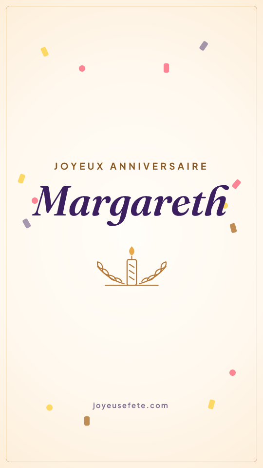 Image « Joyeux anniversaire Margareth » au format story