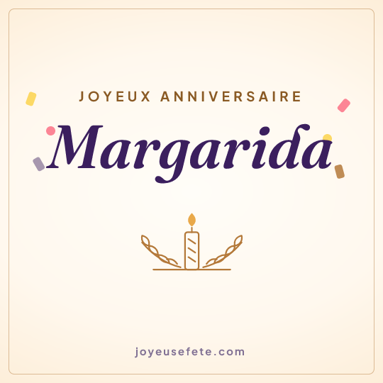 Image carrée « Joyeux anniversaire Margarida » pour WhatsApp