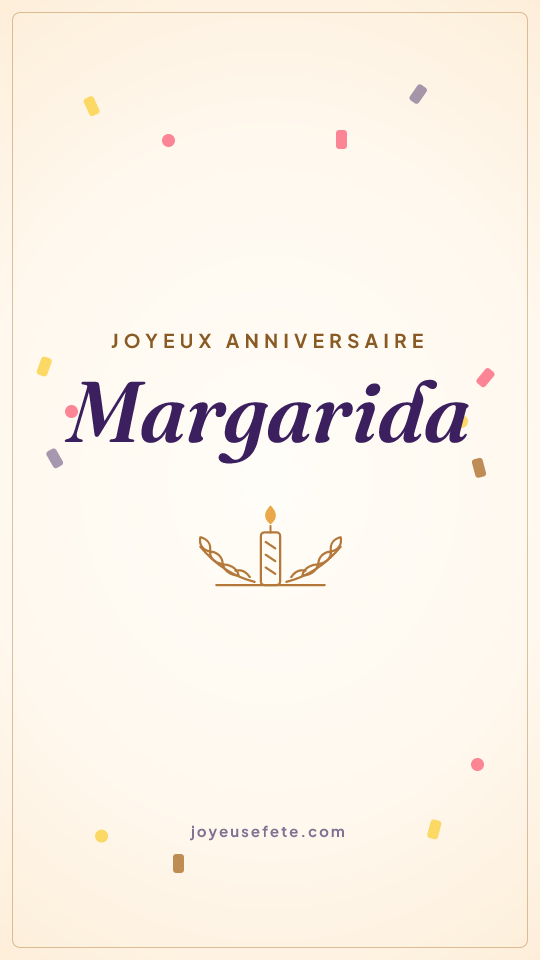Image « Joyeux anniversaire Margarida » au format story