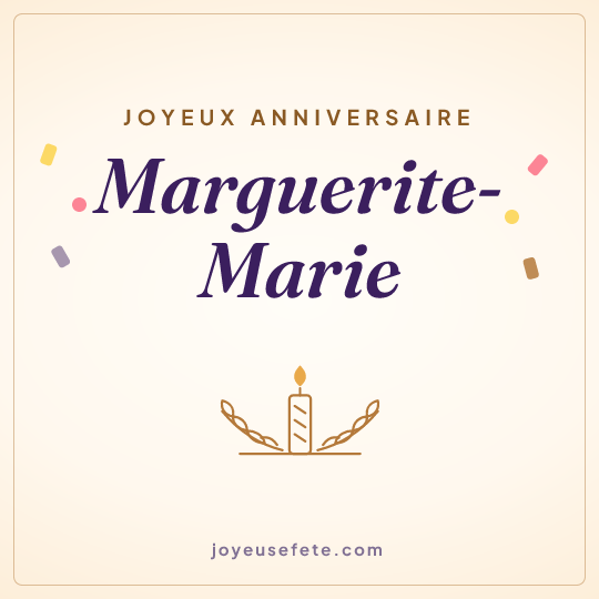 Image carrée « Joyeux anniversaire Marguerite-Marie » pour WhatsApp