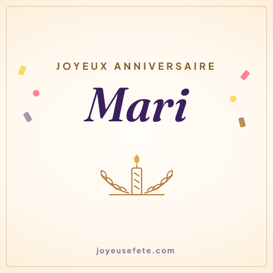 Image carrée « Joyeux anniversaire Mari » pour WhatsApp