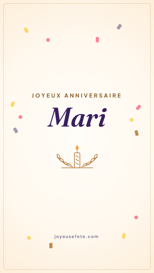 Image « Joyeux anniversaire Mari » au format story