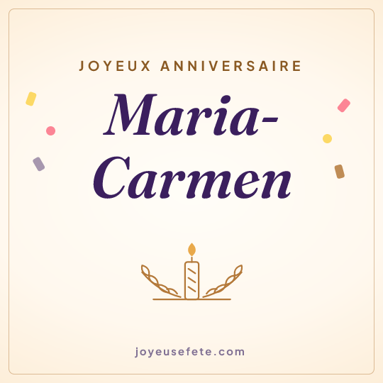 Image carrée « Joyeux anniversaire Maria-Carmen » pour WhatsApp