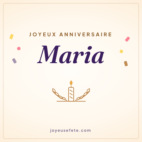 Image carrée « Joyeux anniversaire Maria » pour WhatsApp